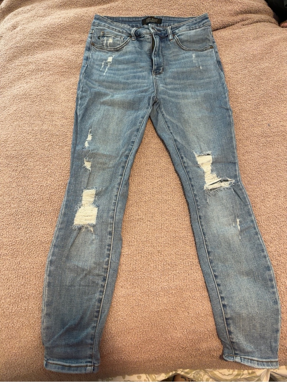 Judy Blue Light Blue Distressed Skinny Jeans